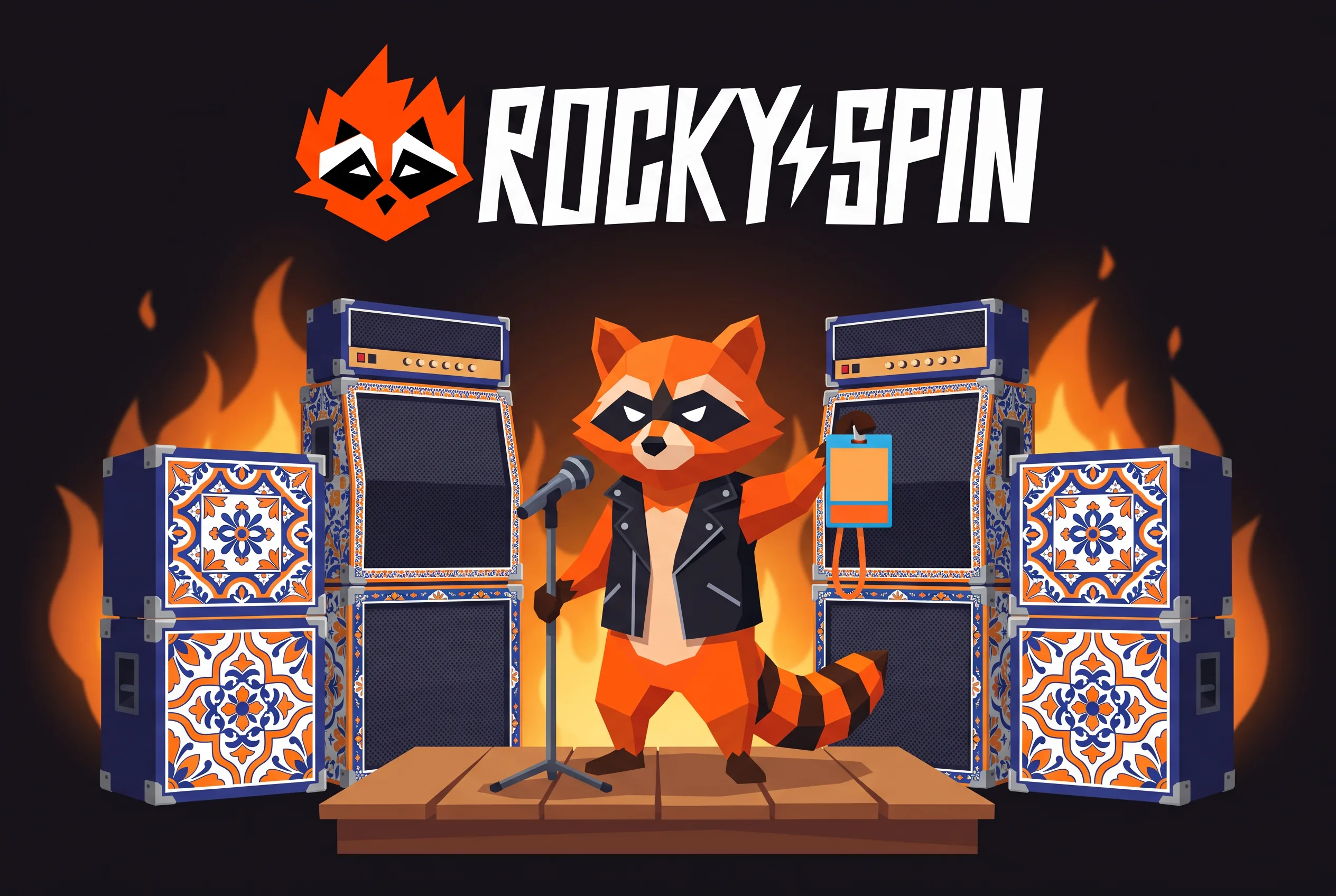 Ilustración de RockySpin sobre la creación de una cuenta y los datos de registro.